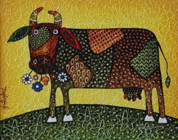 vaca de yeso con textura Pinturas al óleo